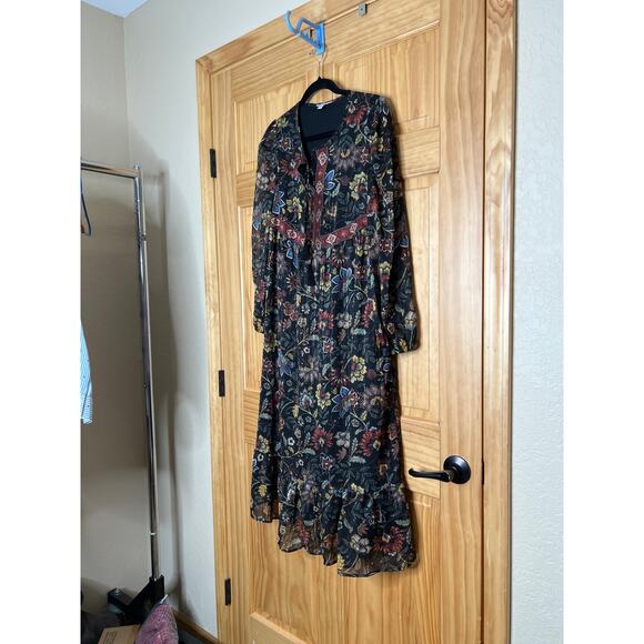Frye NEW dress size S black floral maxi fully lined western cowgirl holidays - Picture 3 of 10